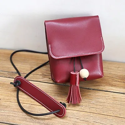 Cute LEATHER Small Side Bag Handmade WOMEN Phone Crossbody BAG Purse FOR WOMEN