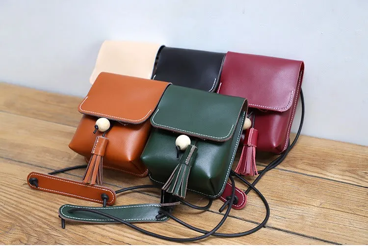Cute LEATHER Small Side Bag Handmade WOMEN Phone Crossbody BAG Purse FOR WOMEN