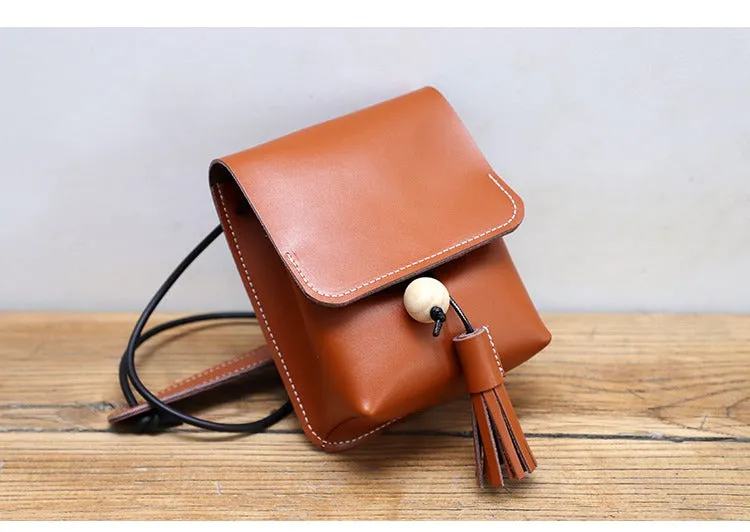 Cute LEATHER Small Side Bag Handmade WOMEN Phone Crossbody BAG Purse FOR WOMEN