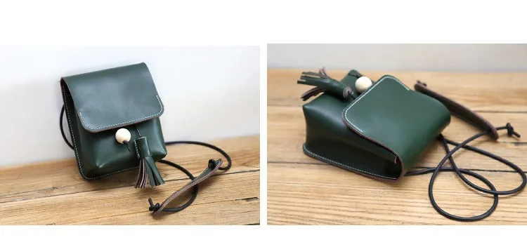 Cute LEATHER Small Side Bag Handmade WOMEN Phone Crossbody BAG Purse FOR WOMEN