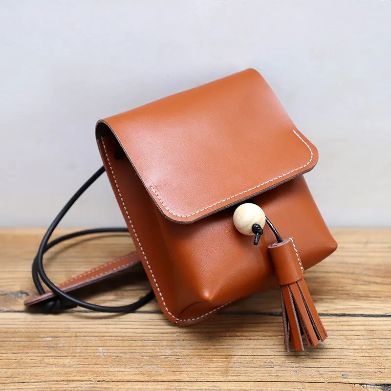 Cute LEATHER Small Side Bag Handmade WOMEN Phone Crossbody BAG Purse FOR WOMEN