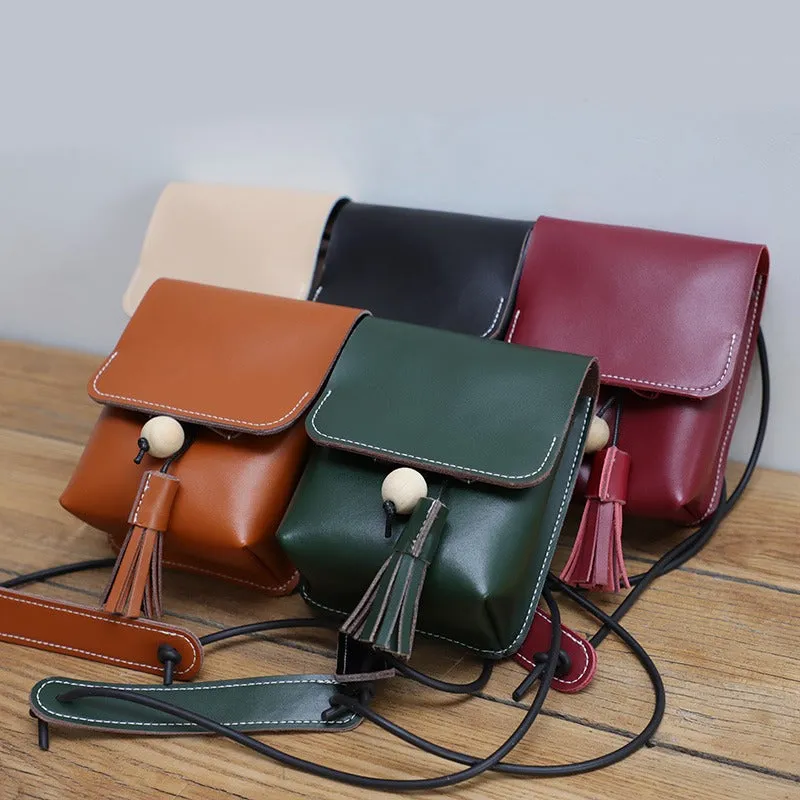 Cute LEATHER Small Side Bag Handmade WOMEN Phone Crossbody BAG Purse FOR WOMEN