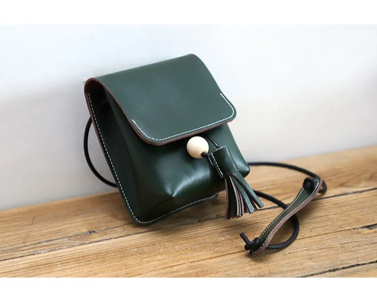 Cute LEATHER Small Side Bag Handmade WOMEN Phone Crossbody BAG Purse FOR WOMEN