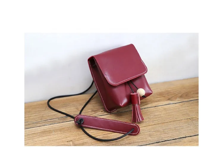 Cute LEATHER Small Side Bag Handmade WOMEN Phone Crossbody BAG Purse FOR WOMEN