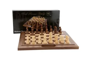 Dal Rossi Chess Set Walnut Folding bevelled edge with handle 16"