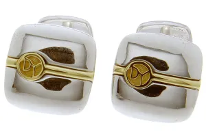 David Yurman 18kt Gold & Silver Logo Cufflinks