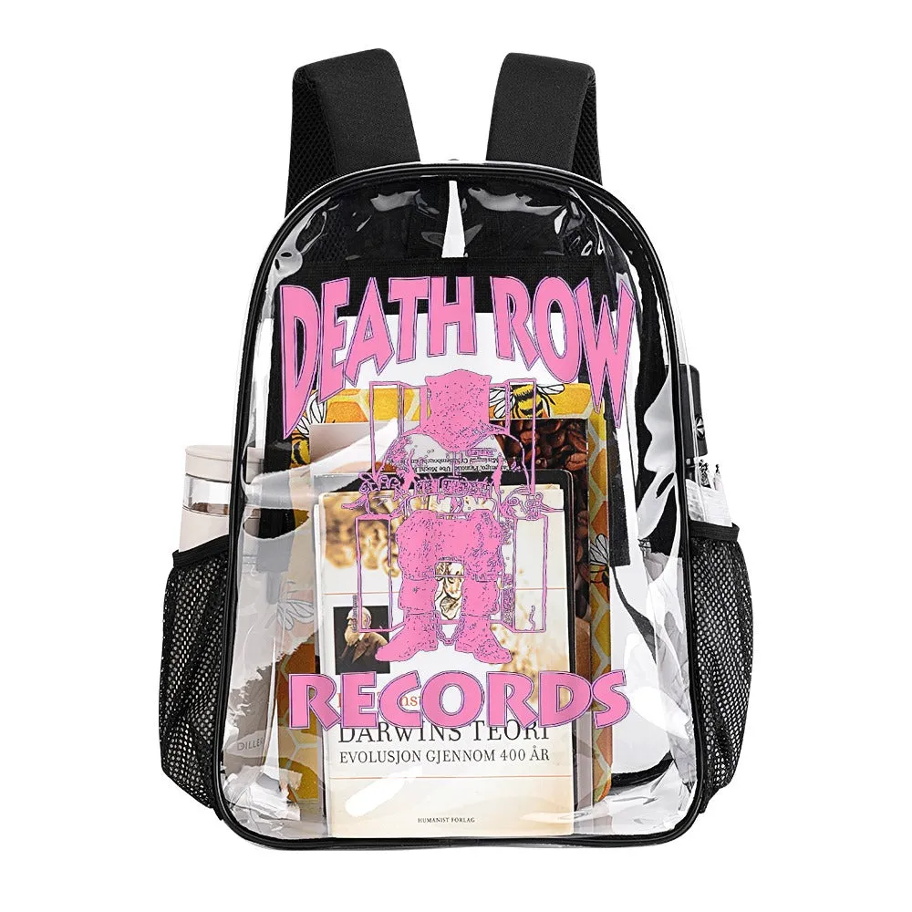 Death Row Records Pink Logo Transparent Backpack 17 Inch