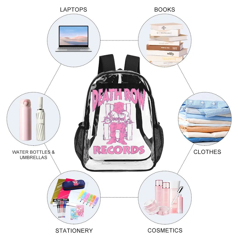 Death Row Records Pink Logo Transparent Backpack 17 Inch