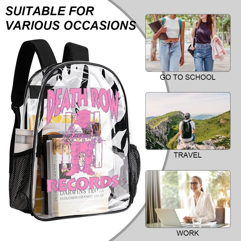 Death Row Records Pink Logo Transparent Backpack 17 Inch