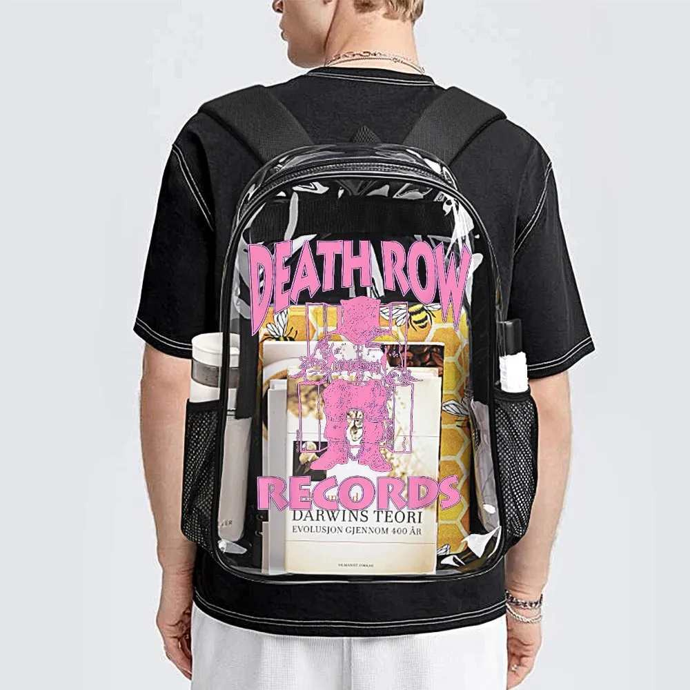 Death Row Records Pink Logo Transparent Backpack 17 Inch