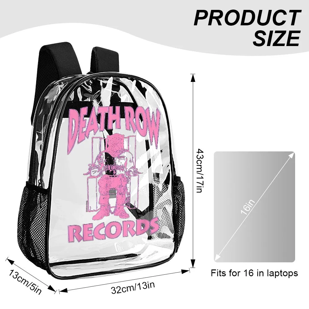Death Row Records Pink Logo Transparent Backpack 17 Inch