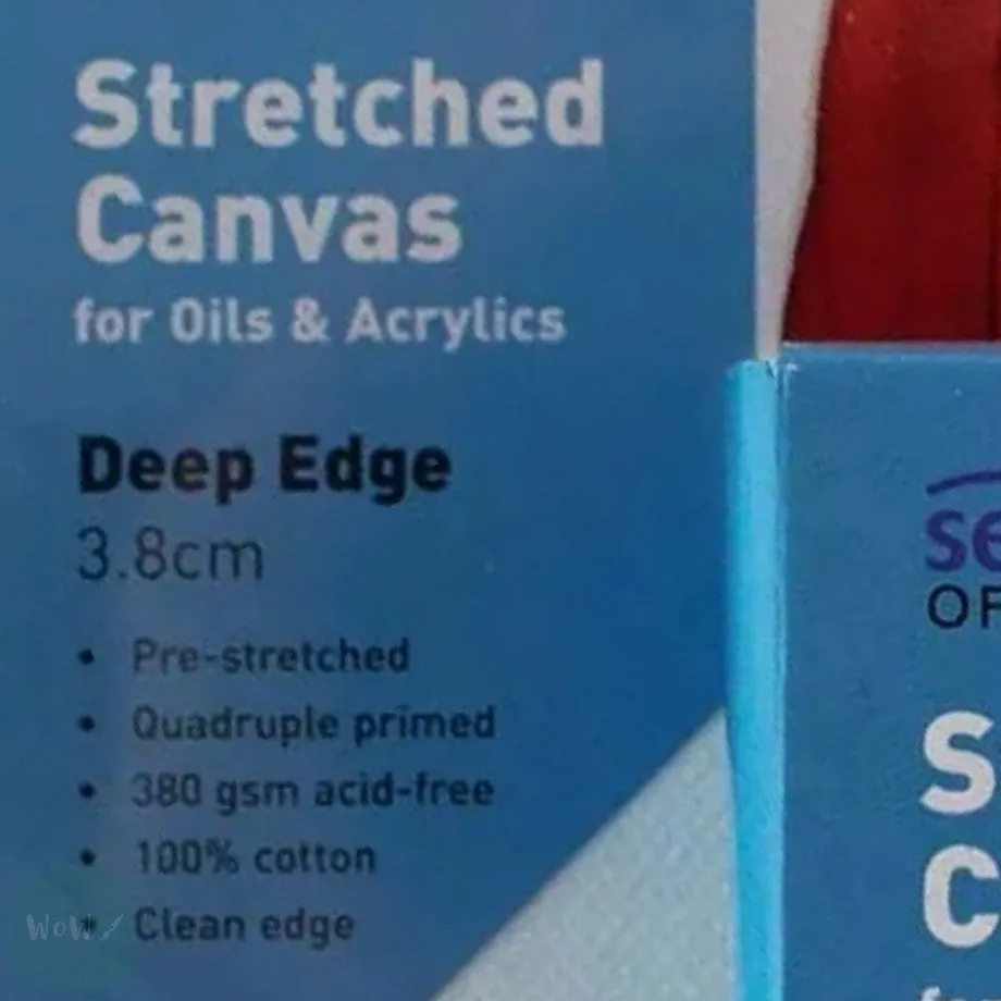 DEEP EDGE White Primed Stretched 100% Cotton Canvas 350gsm  -  SINGLES - 50 x 50 cm (approx. 20 x 20")