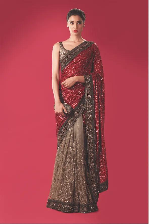Deepika Padukon in Red Color Designer Saree