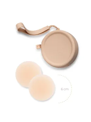 DELUXE DUO - SILICONE TRAVEL CASE   X1 PAIR OF NIPPLE COVERS BY BOOB-EEZ® - Light Tint