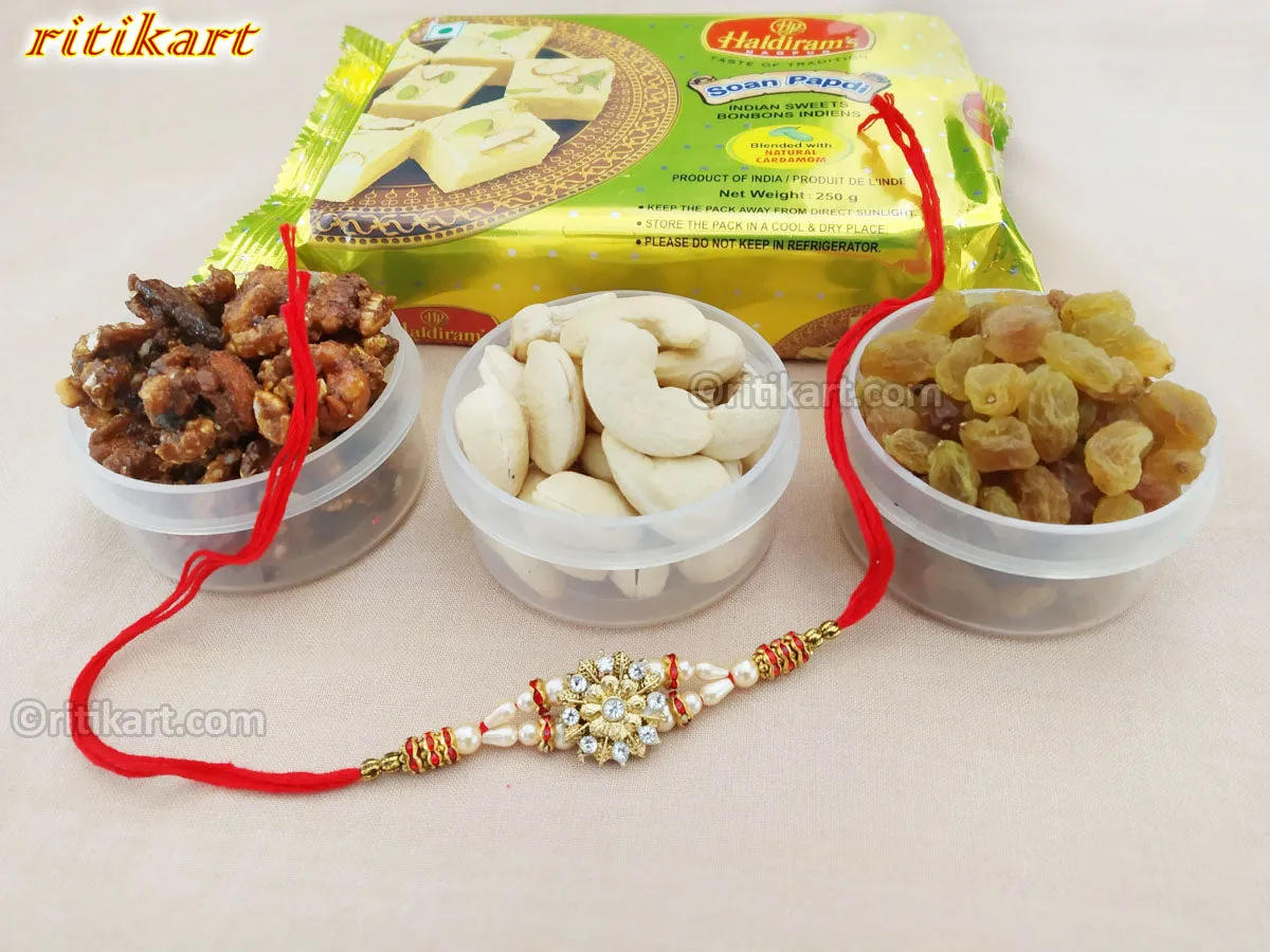 Designer Moti With Stone Rakhi