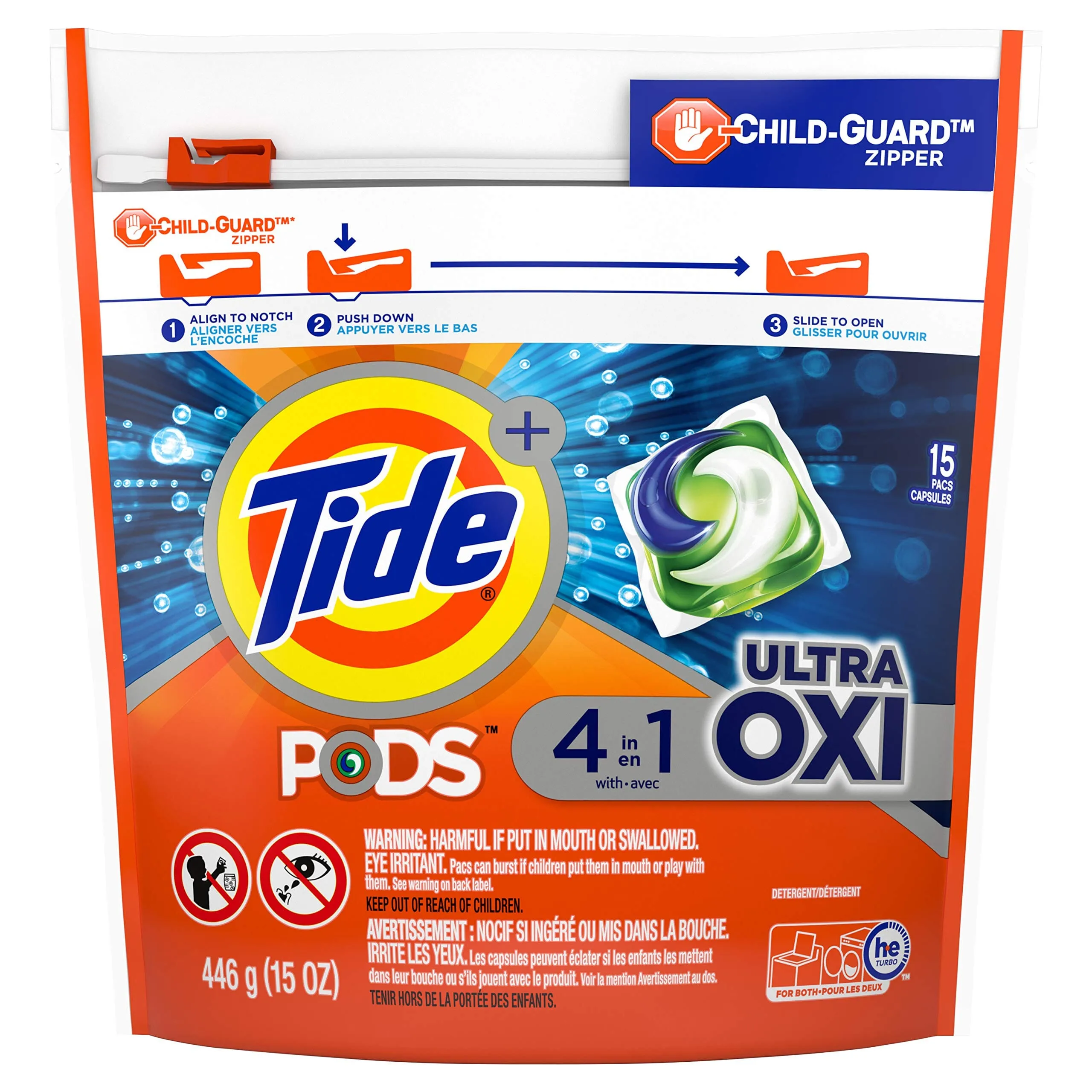 Detergente Capsulas Pods Ultra Oxi Tide 15 ct 446 gr