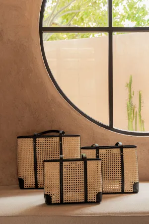 Dian Leather and Rattan Tote Bag