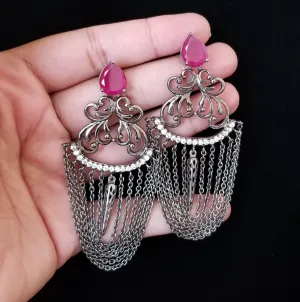 Divya SK Cz Trendy Earring With Black Plating FB 30