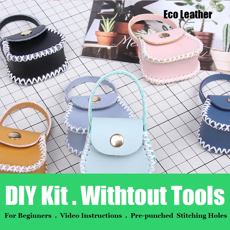 DIY Leather Coin Pouch Kits DIY Leather Mini HandBag Kit DIY Khaki Leather Projects DIY Leather Pouch Kit