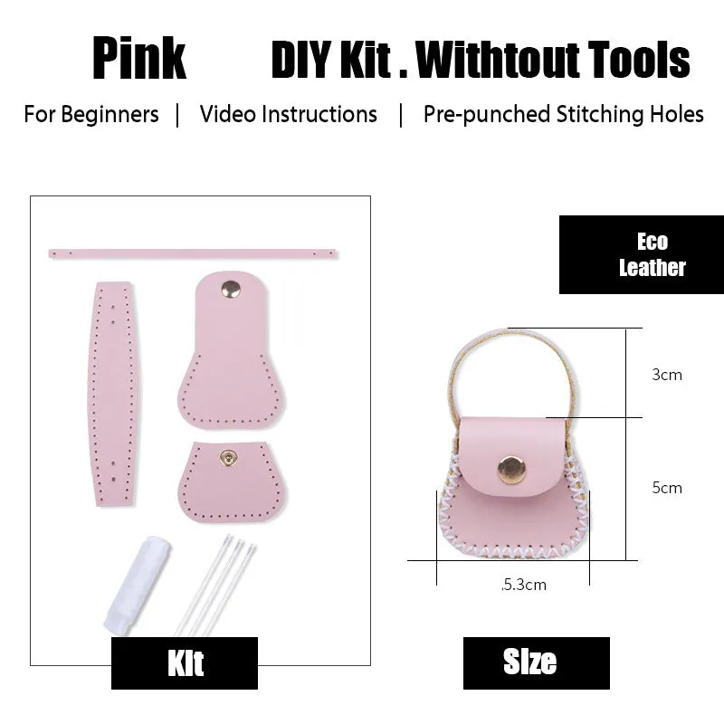 DIY Leather Coin Pouch Kits DIY Leather Mini HandBag Kit DIY Khaki Leather Projects DIY Leather Pouch Kit