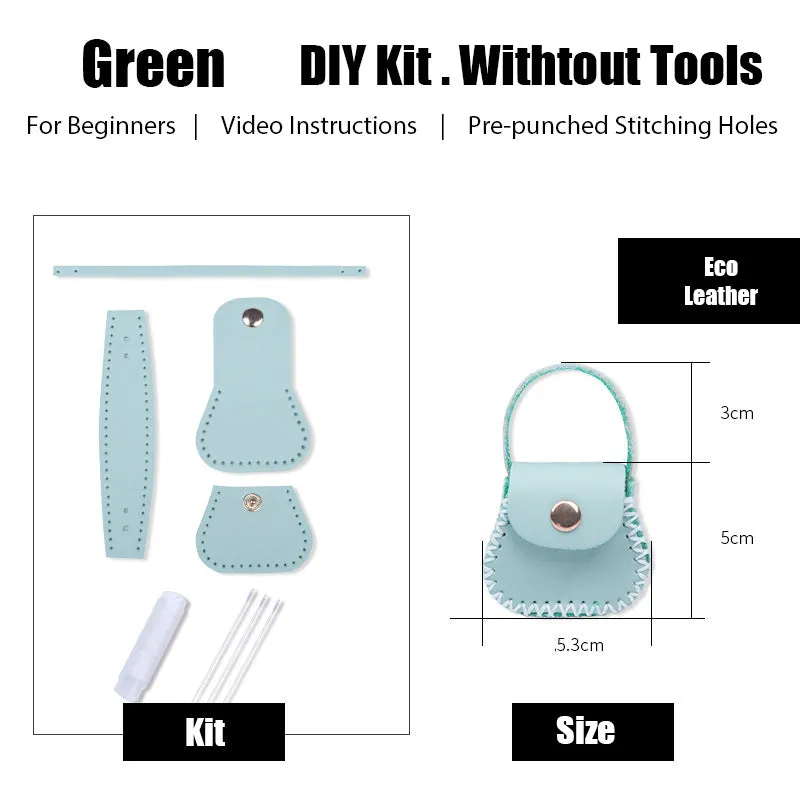 DIY Leather Coin Pouch Kits DIY Leather Mini HandBag Kit DIY Khaki Leather Projects DIY Leather Pouch Kit