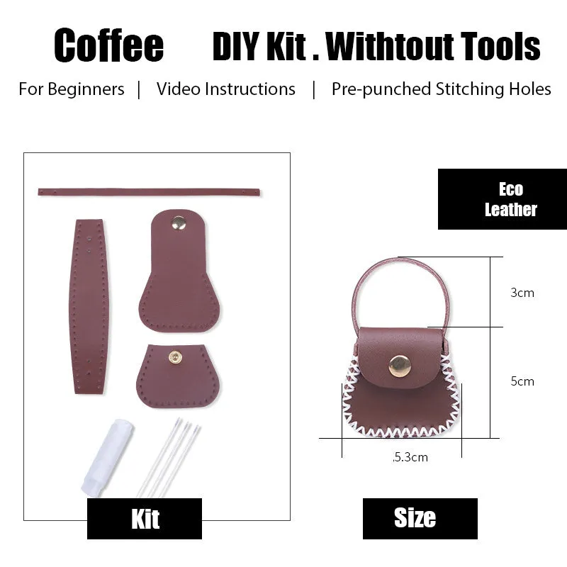 DIY Leather Coin Pouch Kits DIY Leather Mini HandBag Kit DIY Khaki Leather Projects DIY Leather Pouch Kit