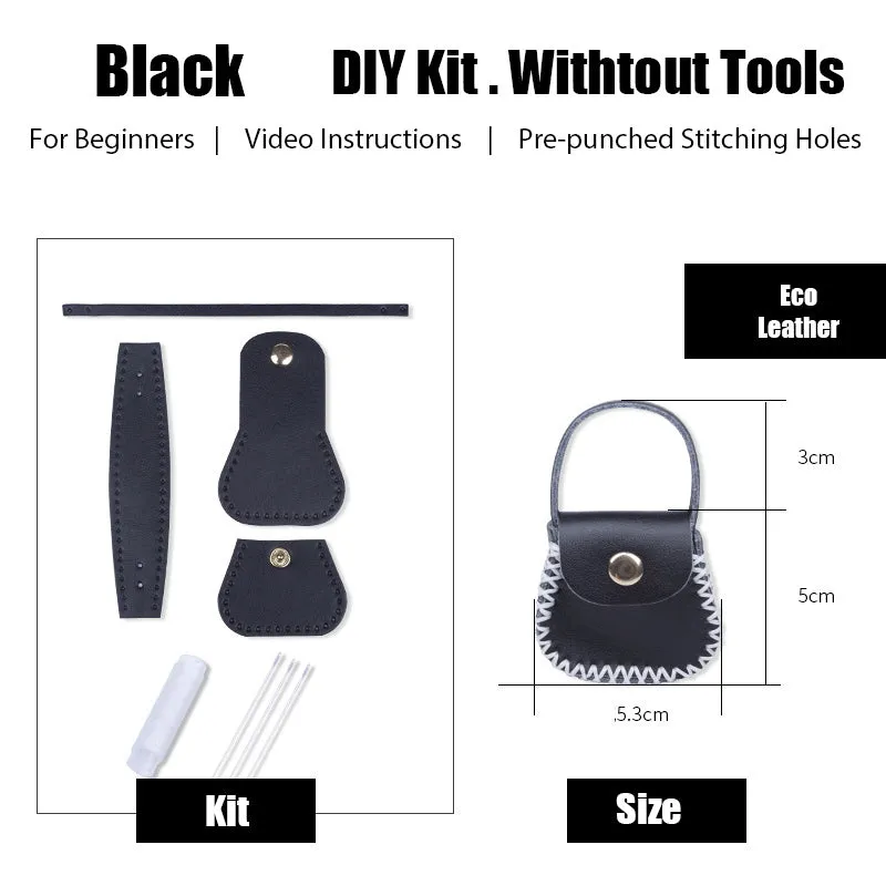 DIY Leather Coin Pouch Kits DIY Leather Mini HandBag Kit DIY Khaki Leather Projects DIY Leather Pouch Kit