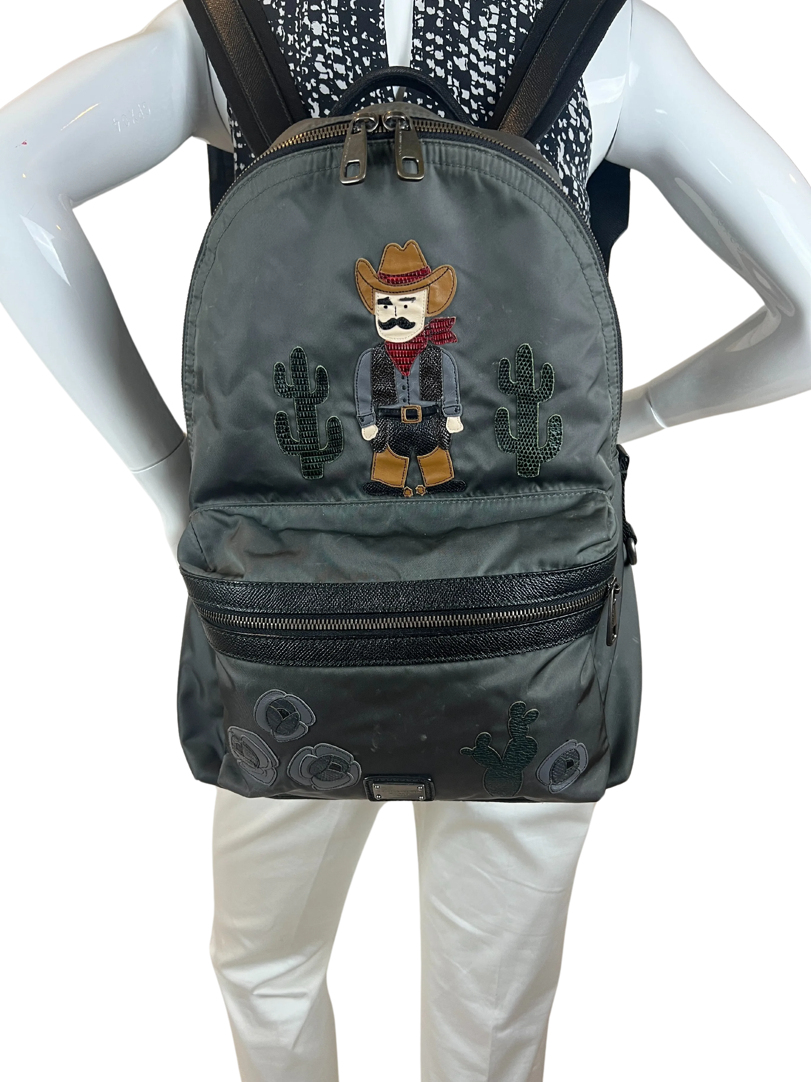 Dolce & Gabbana Cowboy Motif Large Backpack in Black