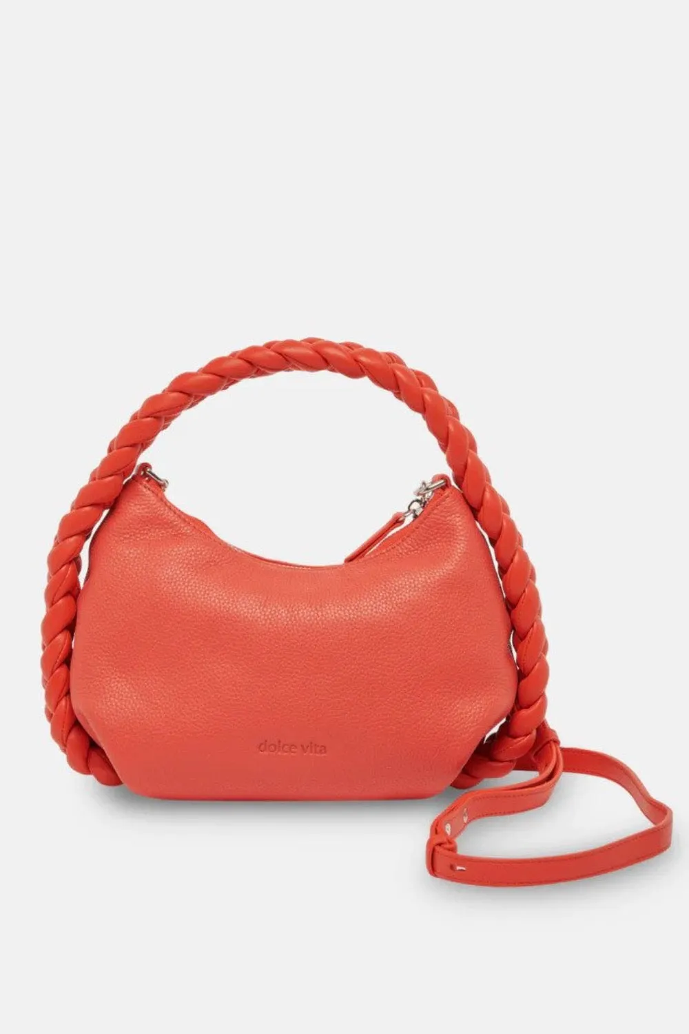 DOLCE VITA Pippa Crossbody Shoulder Bag Soft Pebbled Leather Braided Handle
