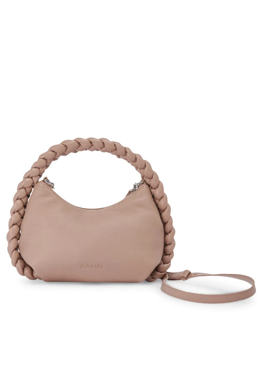 DOLCE VITA Pippa Crossbody Shoulder Bag Soft Pebbled Leather Braided Handle