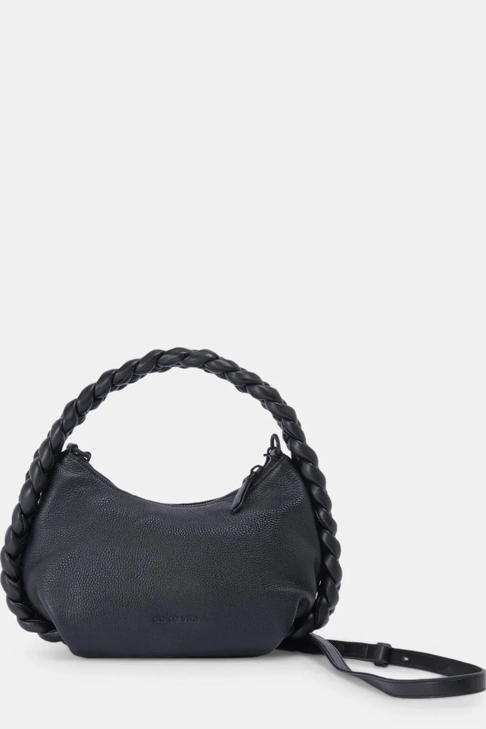 DOLCE VITA Pippa Crossbody Shoulder Bag Soft Pebbled Leather Braided Handle