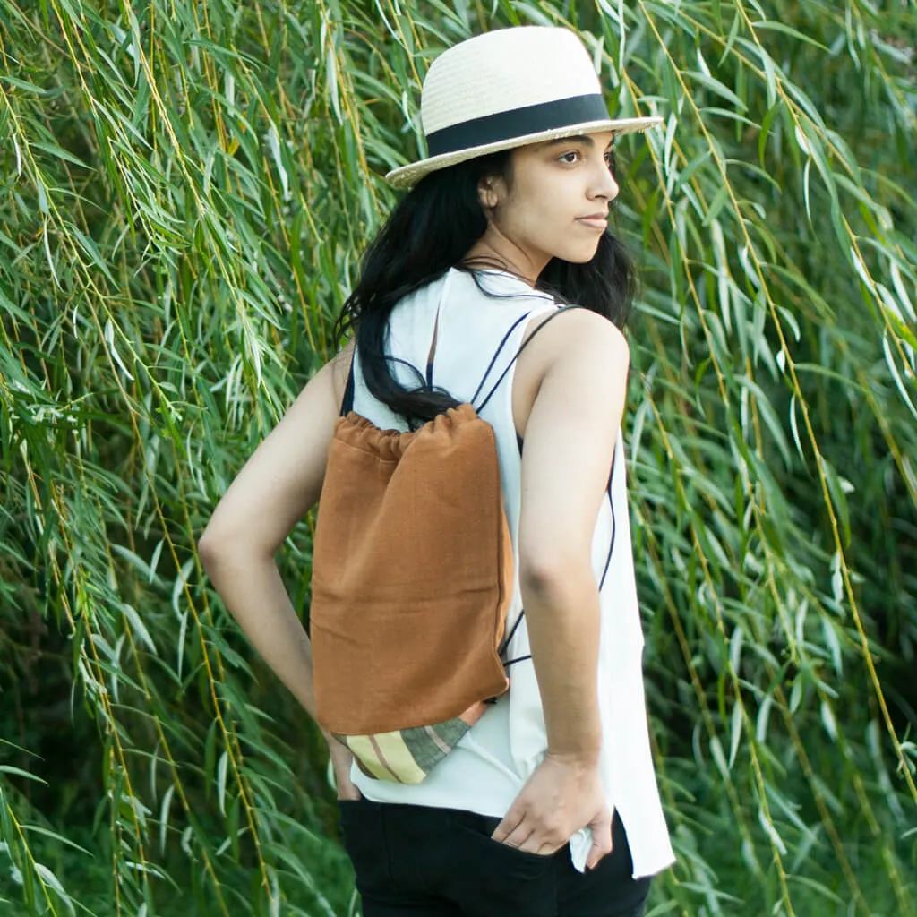 Drawstring Backpack | Caramel Brown