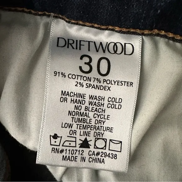 Driftwood Jeans Womens 30X26 Blue Colette Medium Wash Embroidered Floral Trim