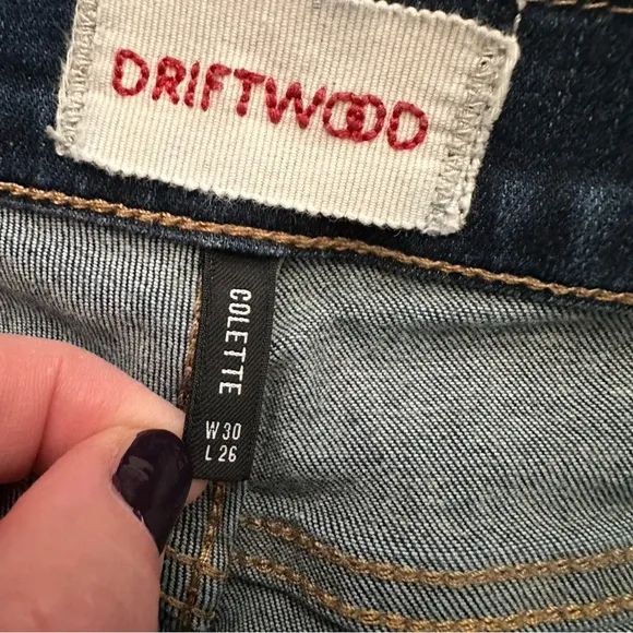 Driftwood Jeans Womens 30X26 Blue Colette Medium Wash Embroidered Floral Trim