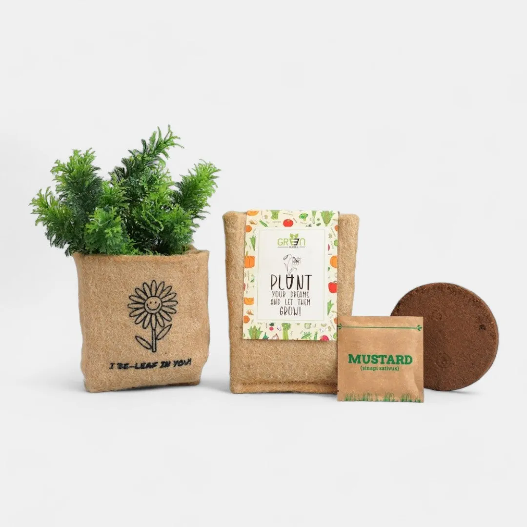 EcoThrive Sustainable Gift Hamper - Upcycled Luxury Coconut shell candle | Sustainable Bamboo Bottle | Grow Kit