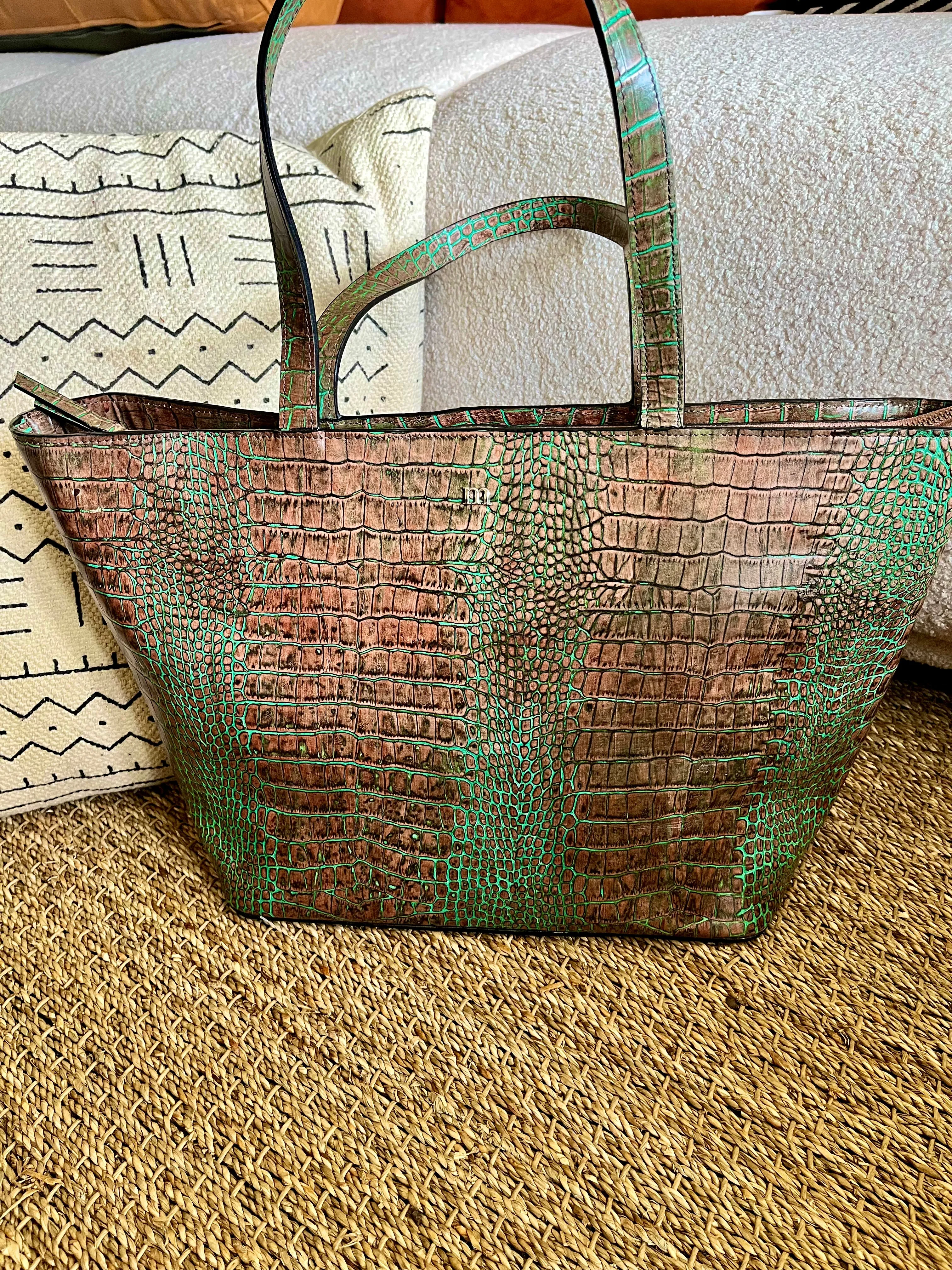 Elmina Green Leather Tote
