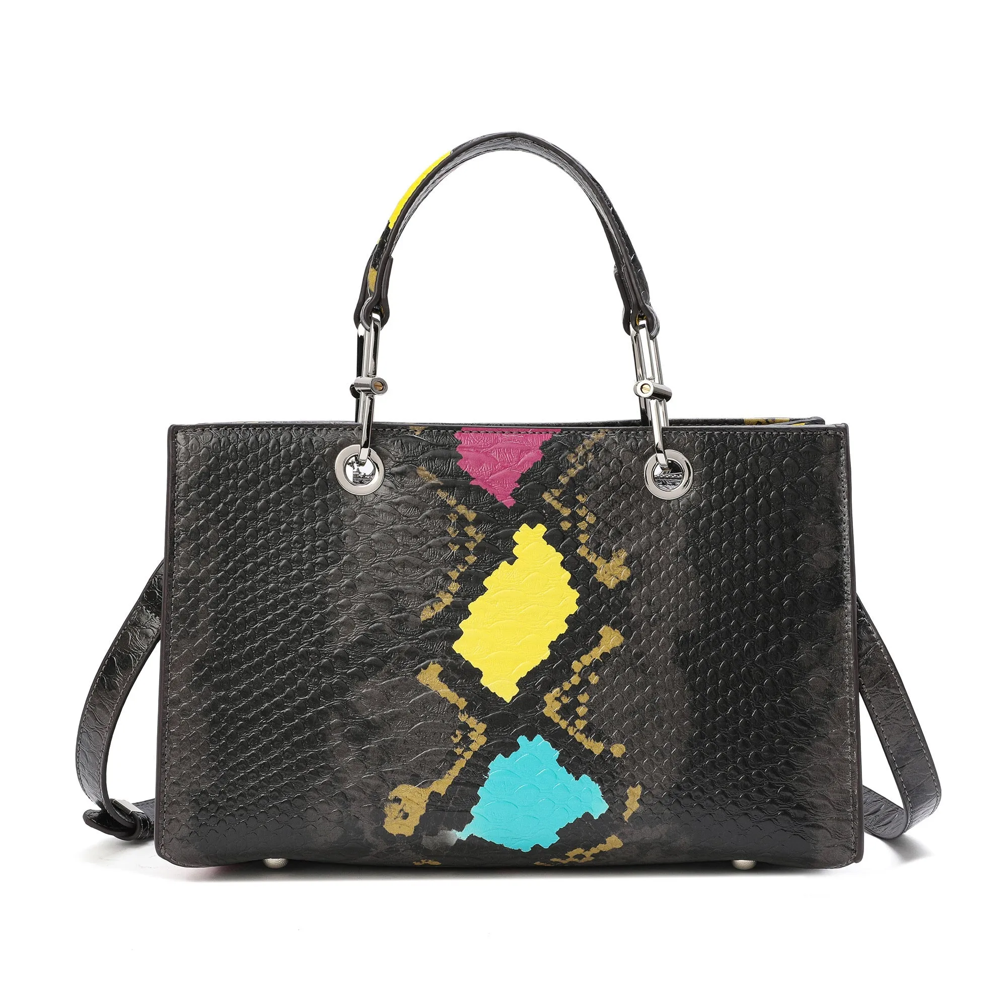 Embossed Leather Top-Handle/Tote Bag