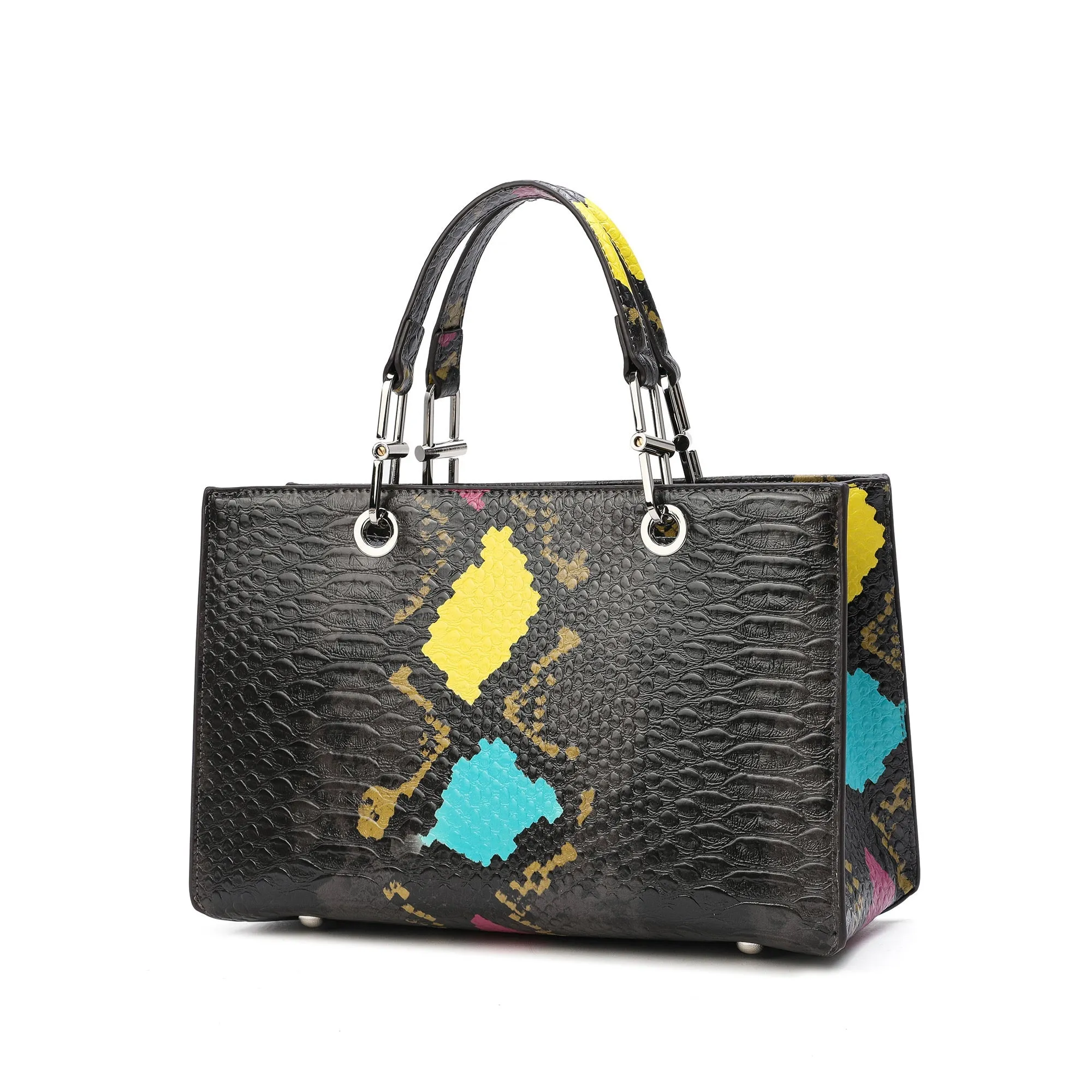 Embossed Leather Top-Handle/Tote Bag