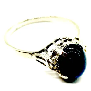 Estate Vintage Blue Sapphire w/Diamonds Platinum Band Hallmarked SZ 6 1/4