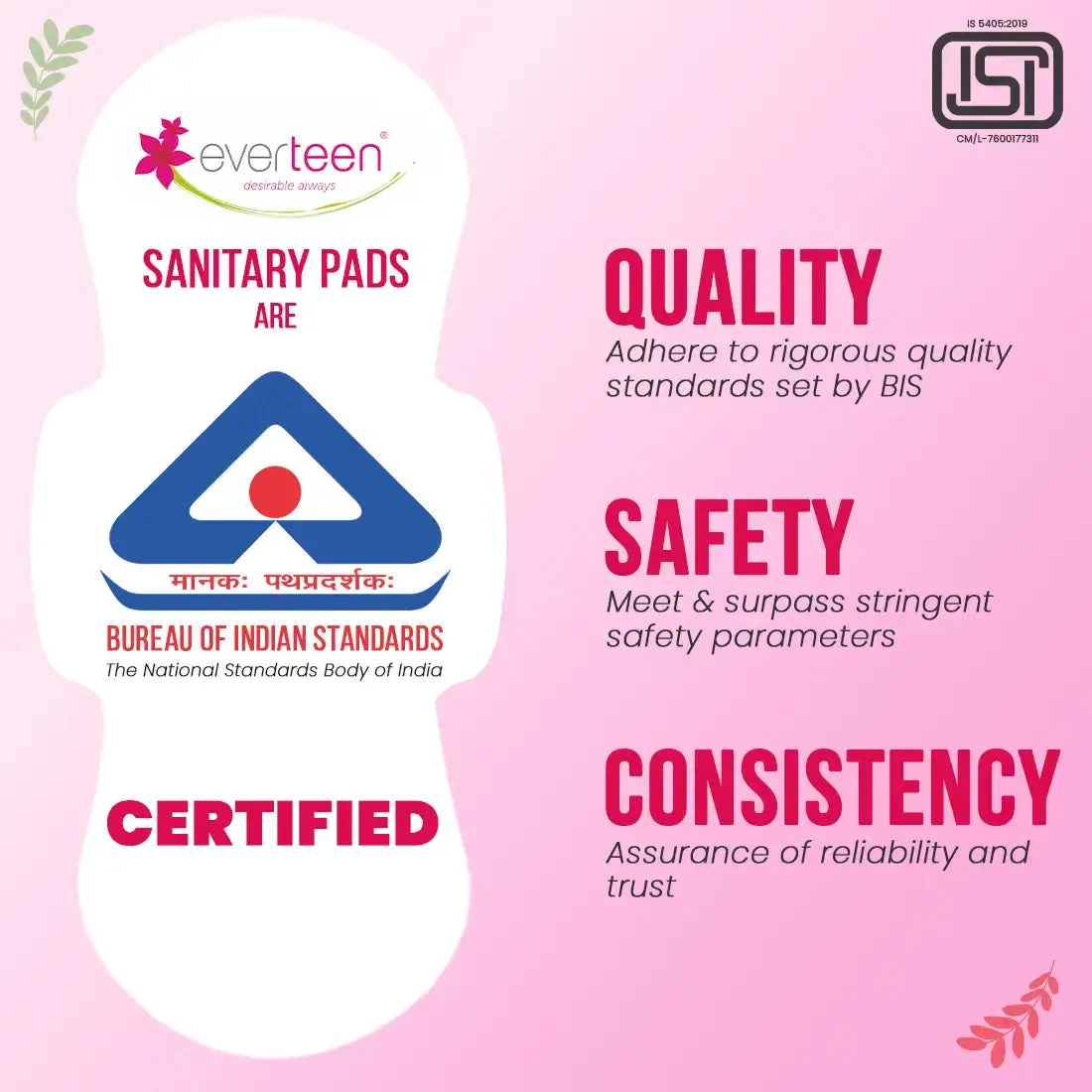 everteen Period Care XL Soft 40 Sanitary Pads Enriched with Neem and Safflower For Medium Flow