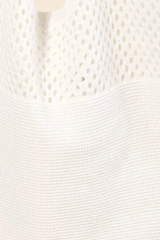Fame Half Pointelle Knit Tote Bag