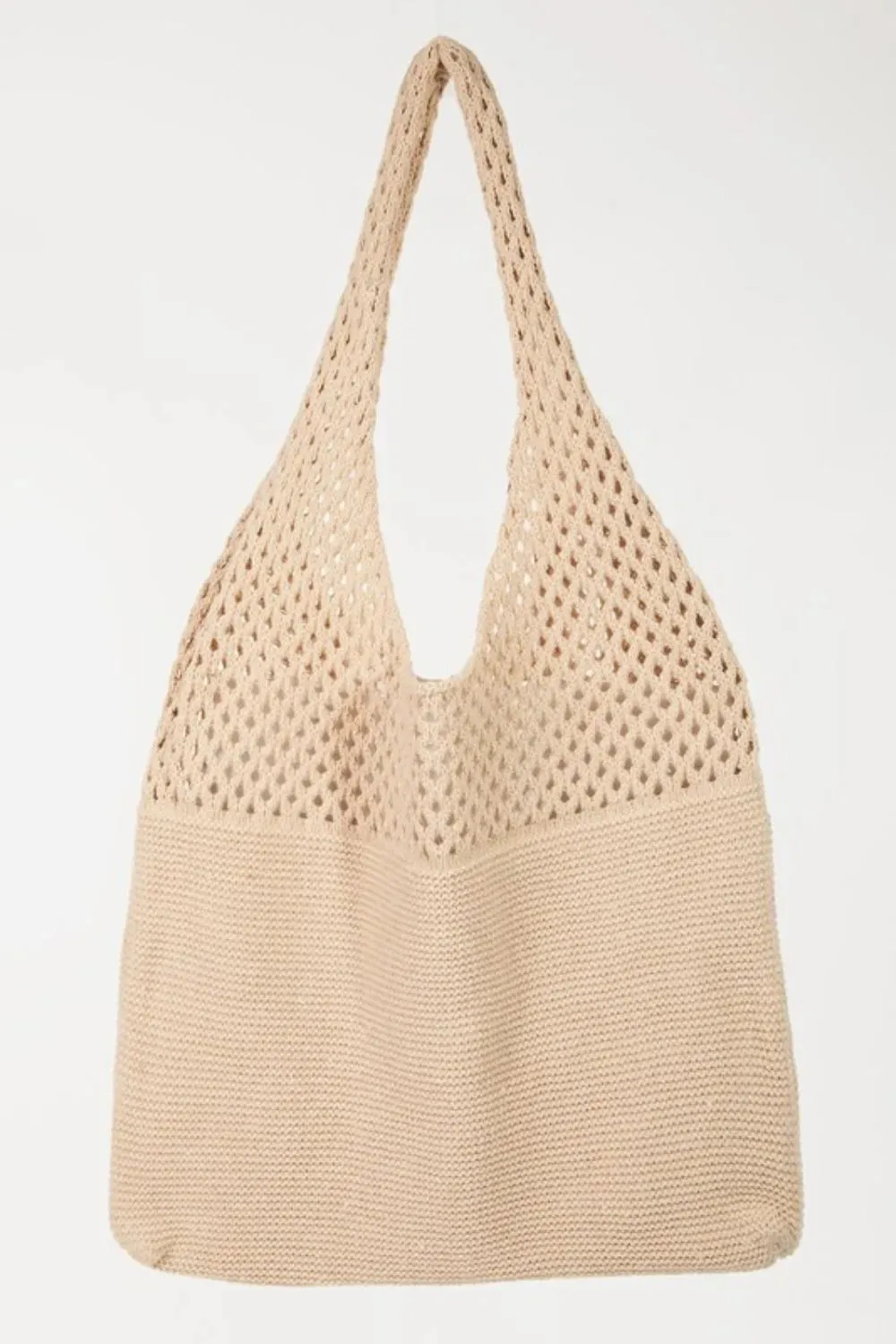 Fame Half Pointelle Knit Tote Bag