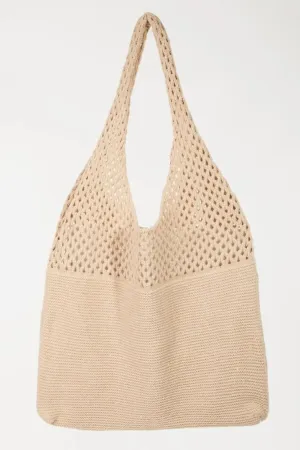 Fame Half Pointelle Knit Tote Bag