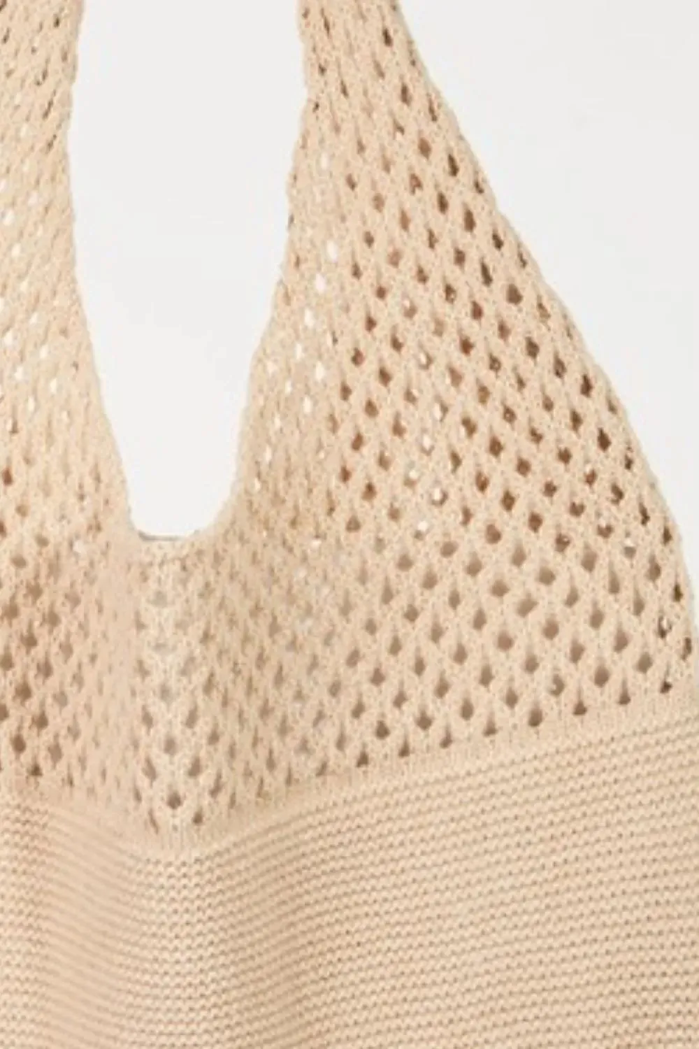 Fame Half Pointelle Knit Tote Bag