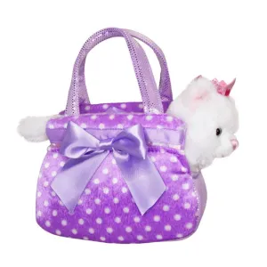 Fancy Pal Princess Cat in Purple Spot Bag