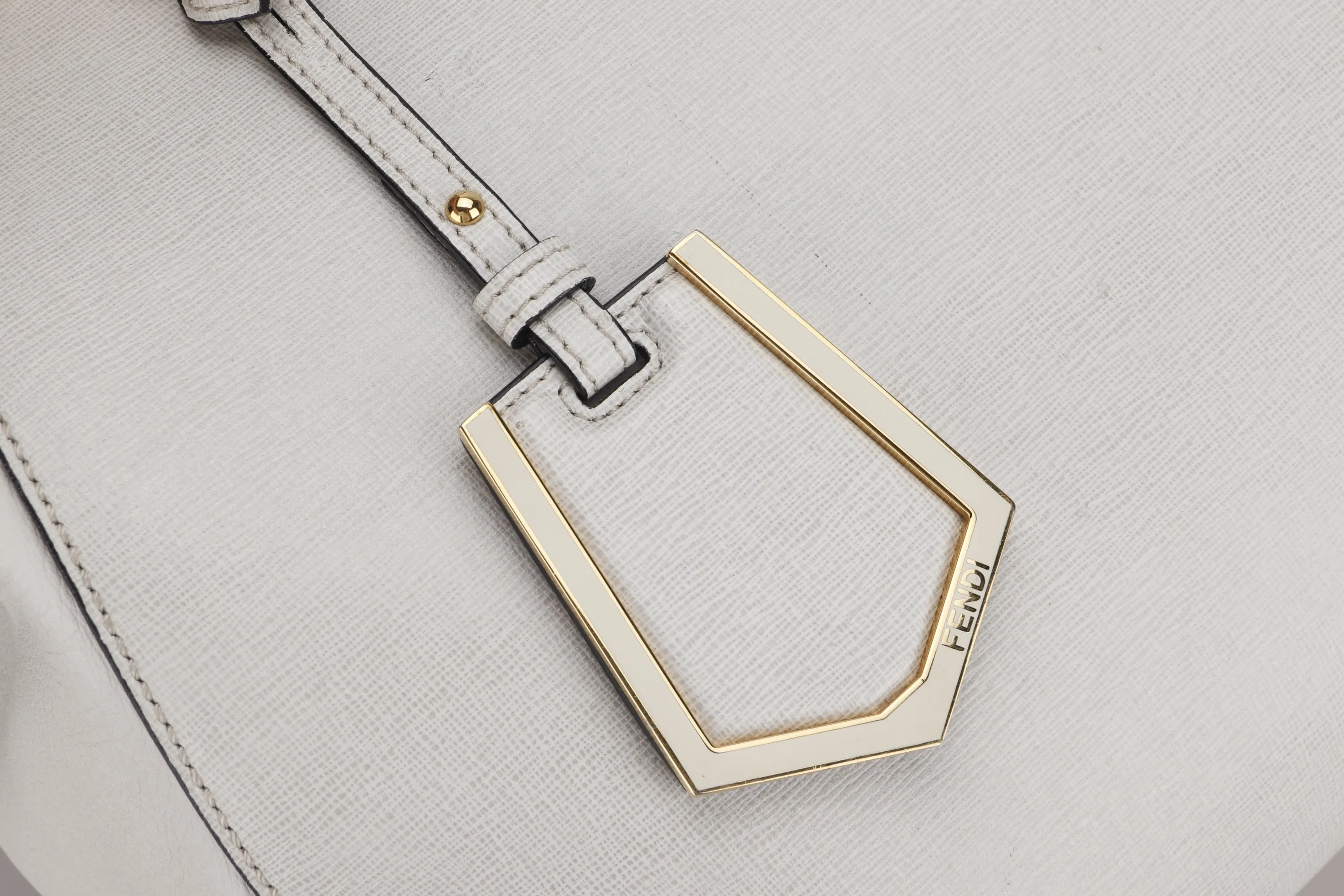 FENDI (8BH250-D7F) 2JOURS TOTE WHITE CALF LEATHER GOLD HARDWARE, WITH STRAP, CARD & DUST COVER