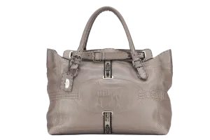 FENDI GRAND BORGHESE GREY COLOR LEATHER VILLA SELLERIA TOTE BAG WITH DUST COVER