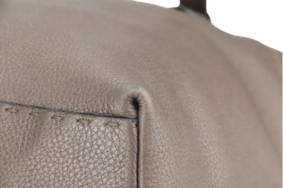 FENDI GRAND BORGHESE GREY COLOR LEATHER VILLA SELLERIA TOTE BAG WITH DUST COVER