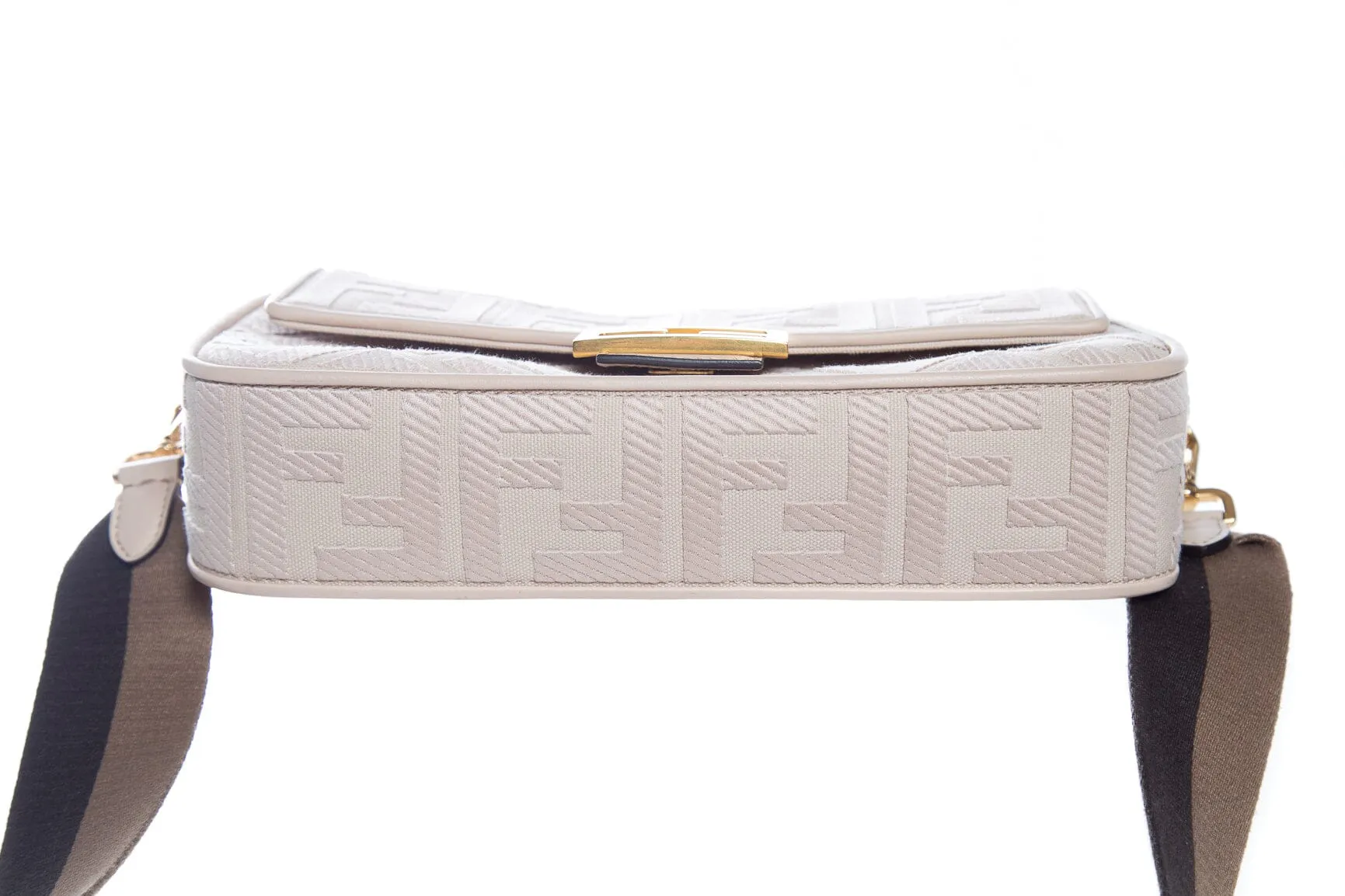 Fendi Nude Embroidered Canvas Zucca Baguette Handbag