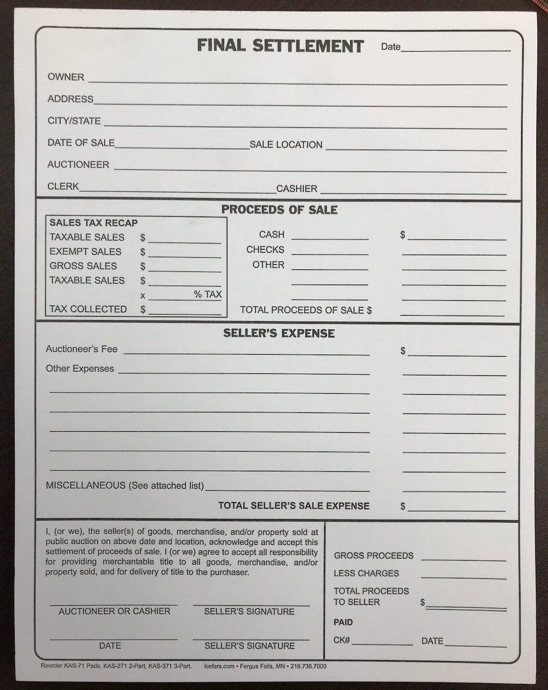 Final Statement Form - Stock or Custom (1, 2 or 3-Part)
